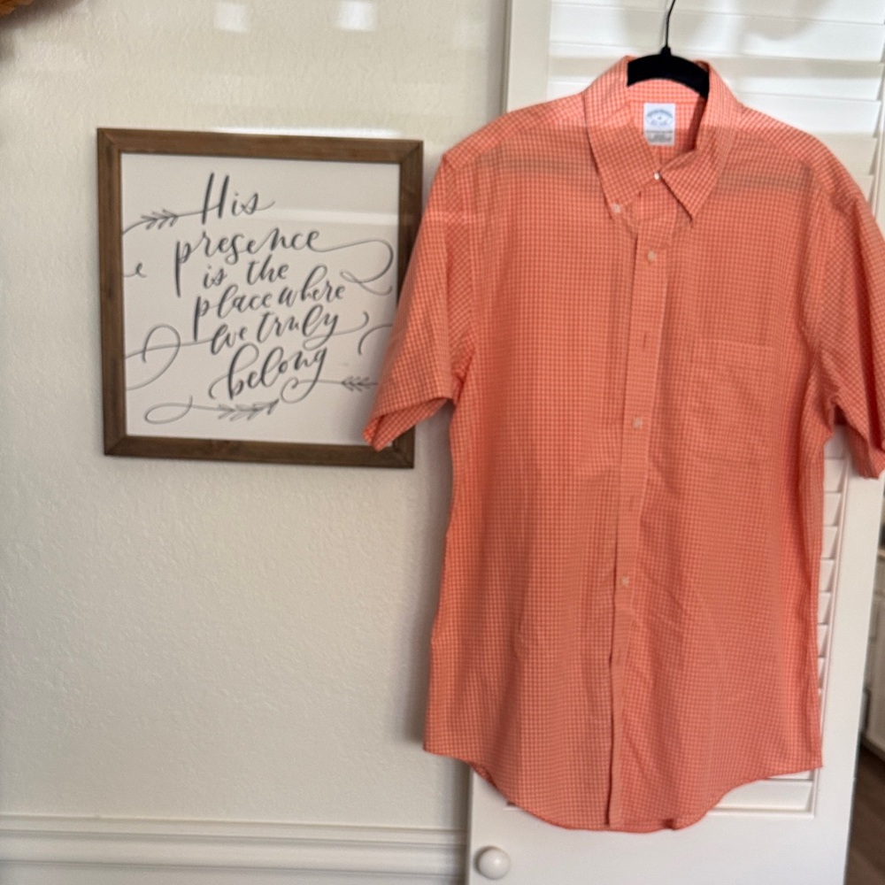 Brooks Brothers Men's Orange Gingham Shirt